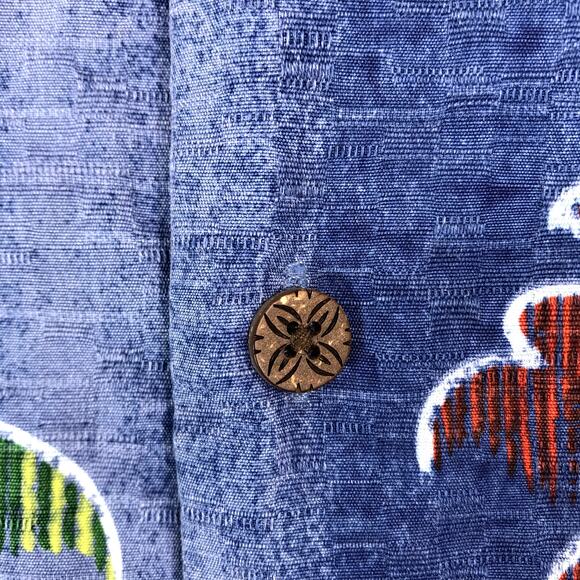 TOMMY BAHAMA Floral Silk Shirt Mens M Blue Short Sleeve Coastal Hawaiian Beach - Picture 5 of 10